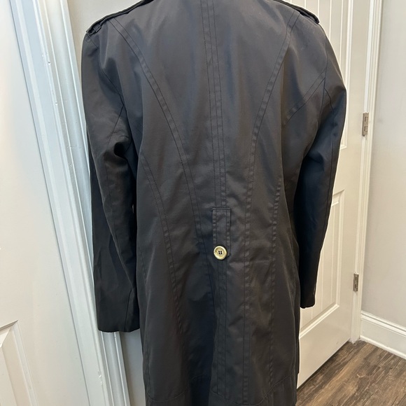 Pelle Studio Black Trench Coat with Gold Buttons - Picture 7 of 10